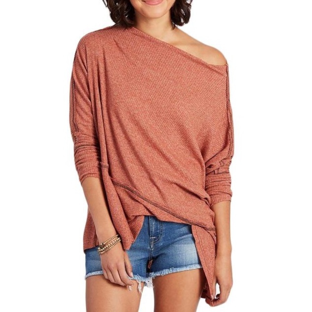 Free People Londontown Thermal Top Rust Orange Small